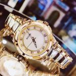 Bulova Diamond Demi Mặt Tròn Khảm Trai Dây Kim Loại 98P140