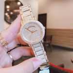 Michael Kors Pave Darci Mặt Tròn Đính Đá Dây Kim Loại Màu Vàng MK6547