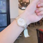 Michael Kors Pave Darci Mặt Tròn Đính Đá Dây Kim Loại Màu Vàng MK6547