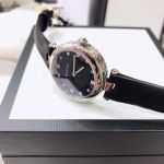 Gucci Diamantissima Mặt Tròn Dây Da Màu Đen YA141403