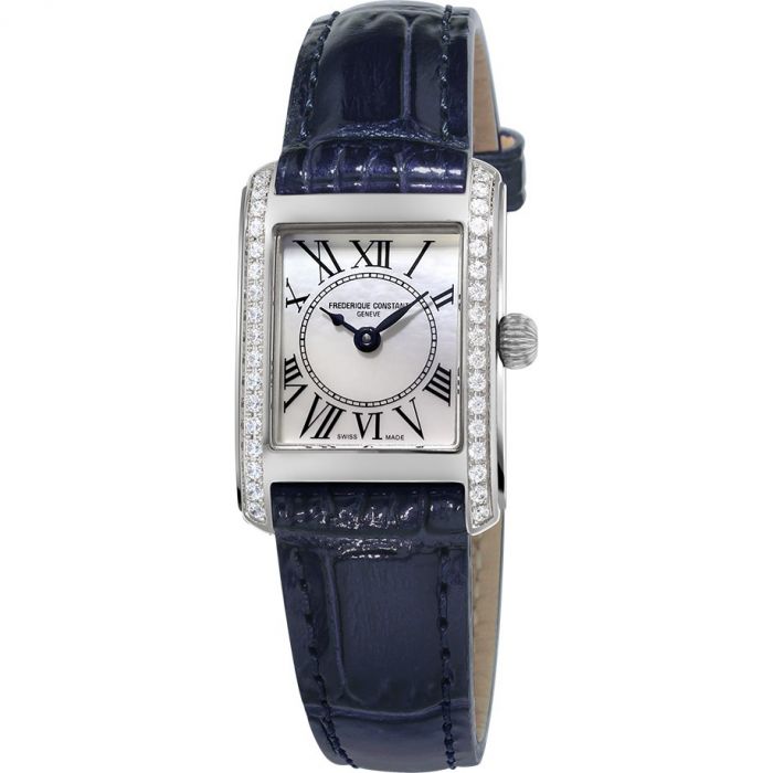 Frederique Constant Carree Diamond Quartz Mặt Vuông Cọc Số La Mã Dây Da FC-200MPWCD16