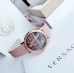 Versace Virtus Mặt Tròn Dây Da Hồng VEHC00319