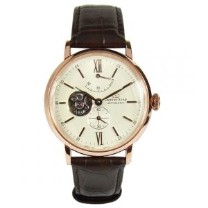 Orient Star Automatic Champagne Mặt Trắng Viền Vàng Dây Da Nâu