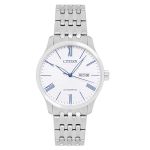 Citizen Automatic White Dial Mặt Trắng Dây Kim Loại Màu Bạc NH8350-59B