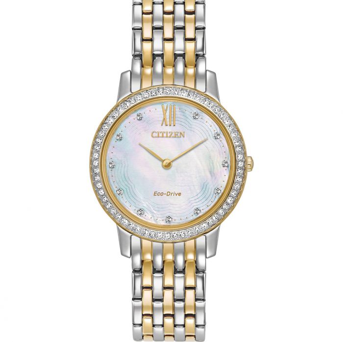 Citizen Silhouette Crystal Eco-Drive Mặt Tròn Dây Kim Loại Demi EX1484-57D