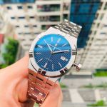 Maurice Lacroix Aikon Gents Automatic Mặt Tròn Màu Xanh Dây Kim Loại Màu Bạc Lịch Ngày AI6008-SS002-430-1