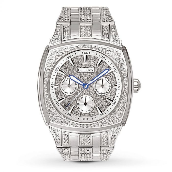Bulova Crystal Day Date Silver Full Đá Màu Bạc 96C002
