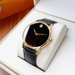 Movado Classic Museum Mặt Tròn Dây Da Đen 0607319