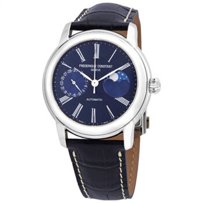 Frederique Constant Classic Moonphase Automatic Cọc Số La Mã Dây Da Xanh FC-712MN4H6