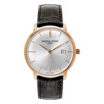 Frederique Constant Slimline Automatic Mặt Tròn Màu Bạc Dây Da Màu Nâu Lịch Ngày FC-306V4S4