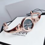 Gucci Guccissima Quartz Mặt Tròn Dây Kim Loại Vàng YA134509