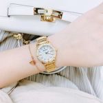 Bulova Highbridge Mother of Pearl Mặt Trắng Dây Kim Loại Màu Vàng 98R165