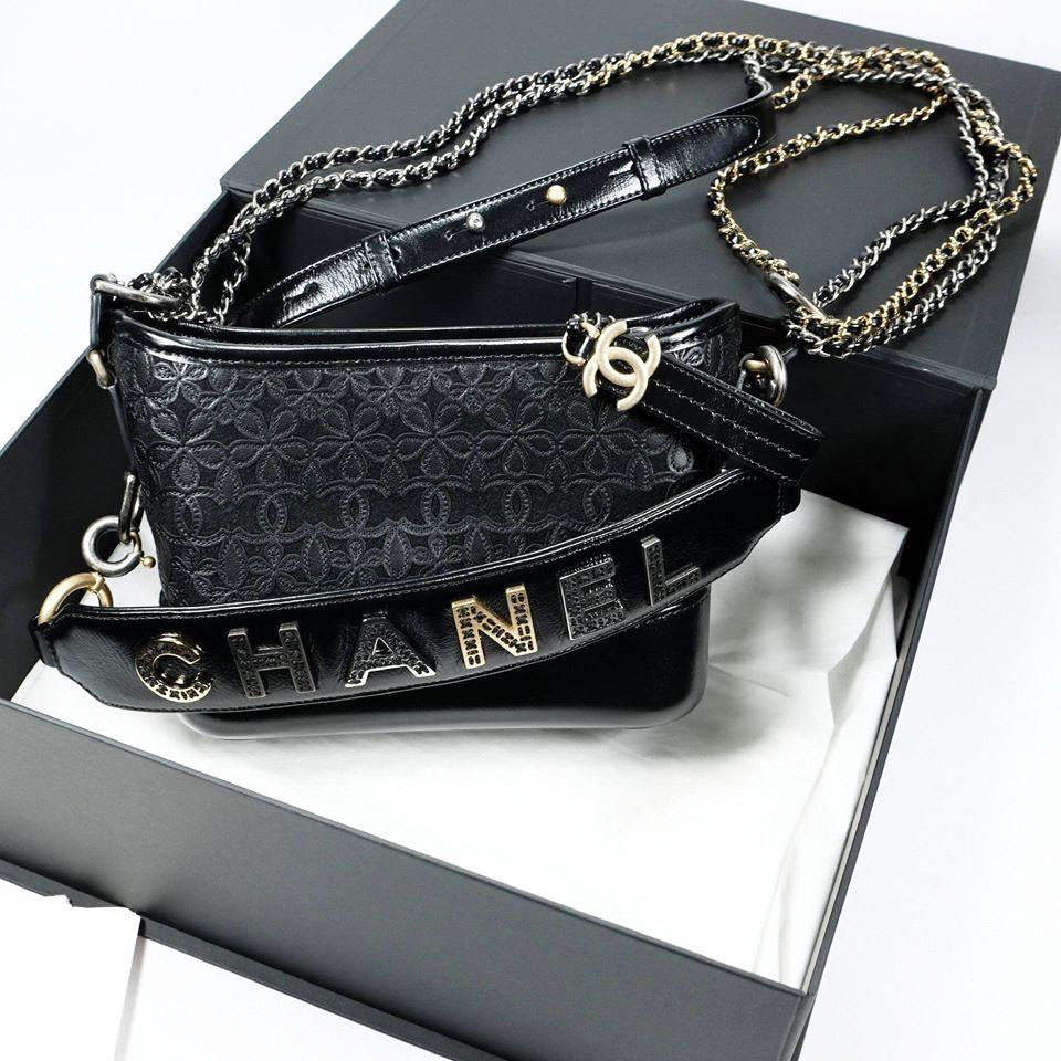 Chanel Gabrielle Hobo Crossbody Bag Crocodile Embossed Calfskin Black  Leather  eBay