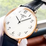 Tissot Everytime Large Dây Da Nâu Viền Vàng Hồng T109.610.36.032.00