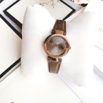 Gucci Interlocking Mặt Tròn Dây Da Màu Nâu YA133504
