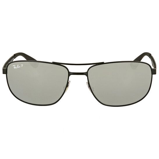 Ray-ban Polarized Silver Mirror Mắt Vuông Tráng Gương Gọng Đen RB3528 006/82