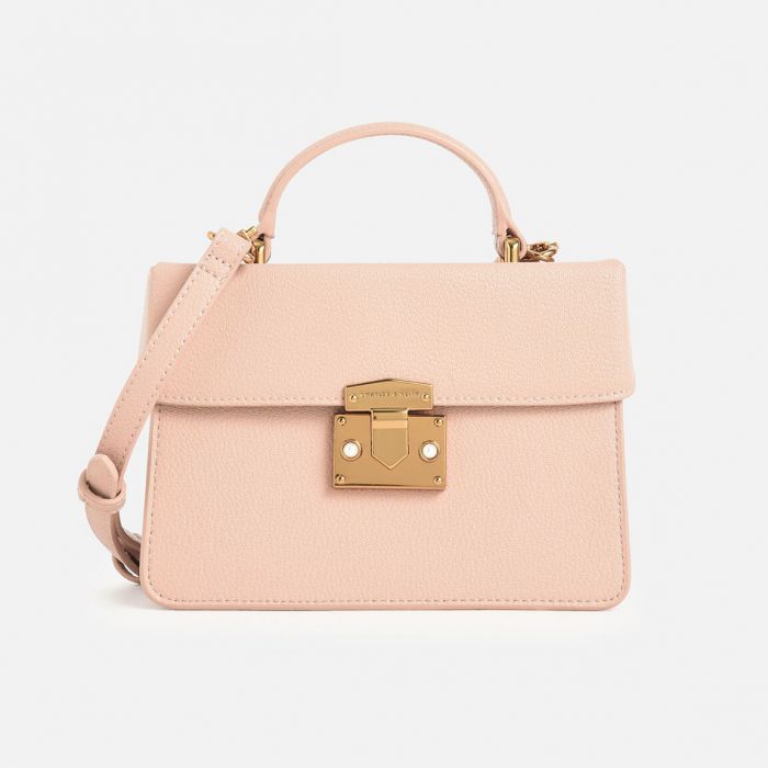 Charles & Keith Classic Push-Lock Màu Nude Quai Xách CK2-50701030_NUDE