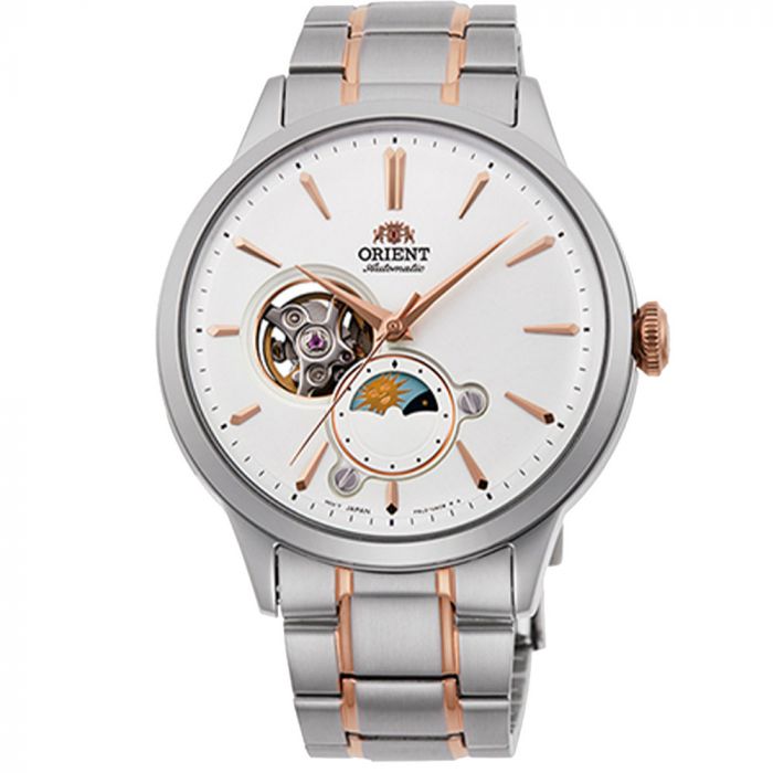 Orient Sun and Moon Bambino Dây Kim Loại Màu Bạc RA-AS0101S10B