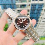 Seiko Automatic Mặt Tròn Màu Cafe Dây Kim Loại Demi SARV006