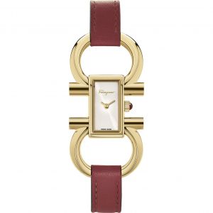 Salvatore Ferragamo Double Gancini Gold Dây Da Đỏ SFDO00419