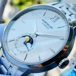 Montblanc Meisterstuck Heritage Automatic Moonstruck Mặt Tròn Dây Kim Loại Màu Bạc Lịch Ngày 111184