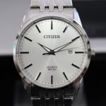 Citizen Quartz Mặt Trắng Tròn Dây Kim Loại Bạc BI5000-87A