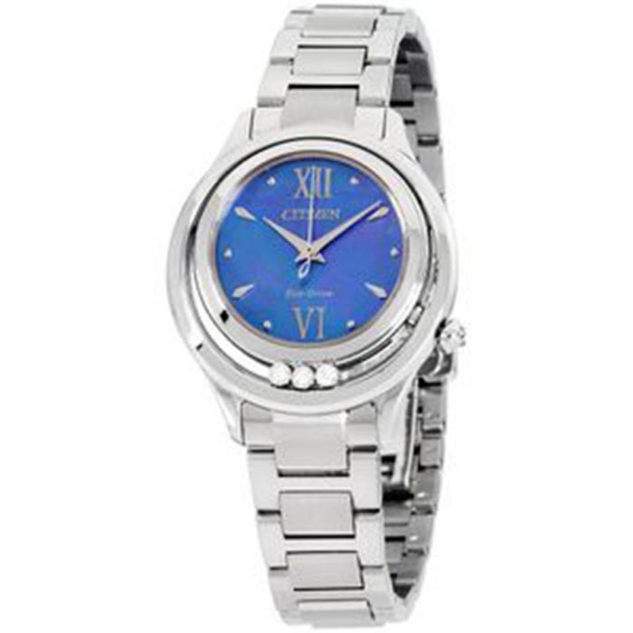 Citizen Eco drive Sunrise blue Mặt Tròn Xanh Dây Kim Loại EM0510-53N