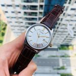 Citizen Quartz Mặt Tròn Màu Bạc Dây Da Màu Nâu Lịch Ngày BI1054-04A