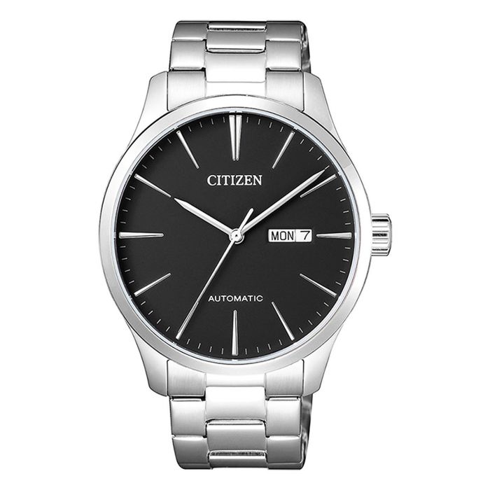 Citizen Elegant Automatic Mặt Tròn Màu Đen Dây Kim Loại Màu Bạc Lịch Ngày Thứ NH8350-83E