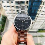 Citizen Elegant Automatic Mặt Tròn Màu Đen Dây Kim Loại Màu Bạc Lịch Ngày Thứ NH8350-83E