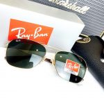 Ray-ban Sunglasses Mắt Vuông Màu Xanh Gọng Kim Loại Màu Vàng RB3610 001/71 58
