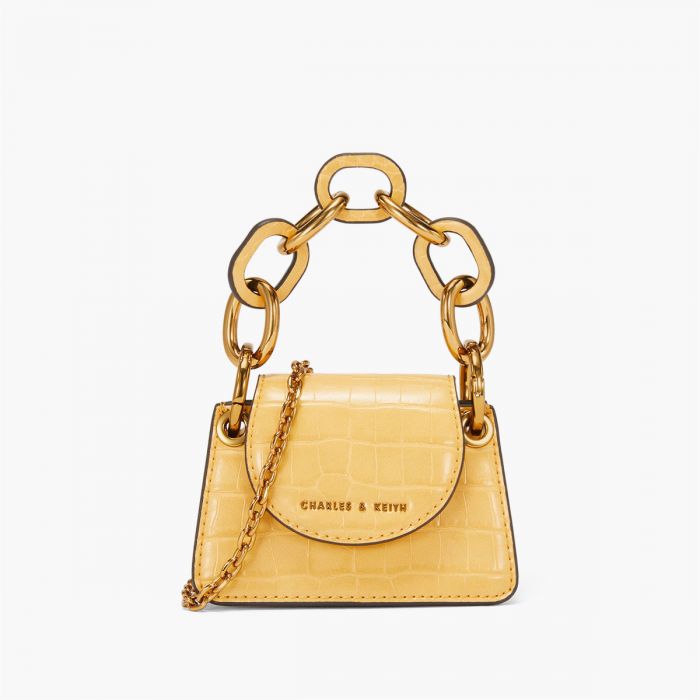 Charles & Keith Croc-Effect Màu Vàng Quai Xách CK6-30780914