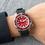 Citizen Eco Drive Promaster Diver Mặt Số Đỏ Dây Cao Su BN0159-15X