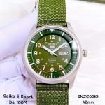 Seiko 5 Sport Automatic Khaki Green Canvas Dây Dù Màu Xanh SNZG09