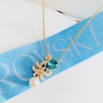 Swarovski Ocean Gold Tone Octopus Bạch Tuộc Ôm Ngọc Xanh 5465939