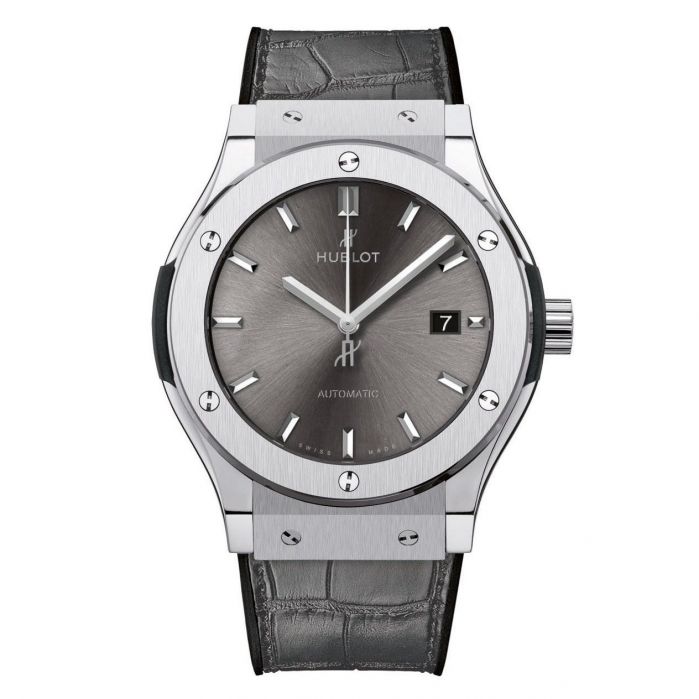 Hublot Classic Fusion Automatic Grey Titanium Dây Da Màu Xám 542.NX.7071.LR