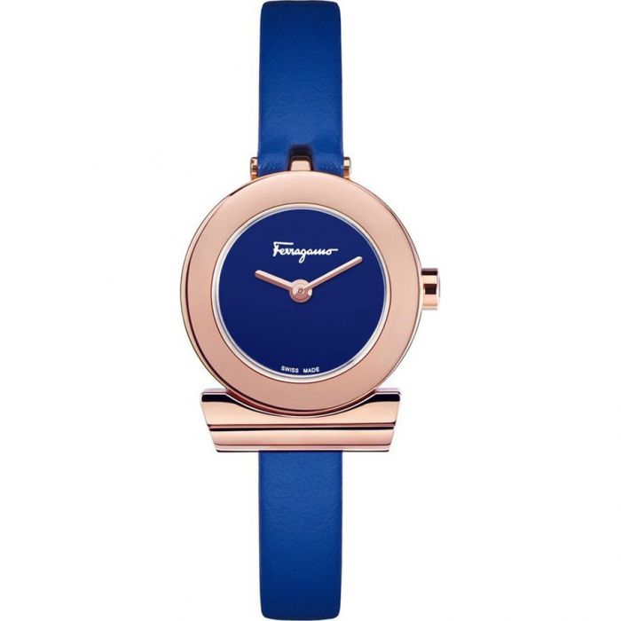 Salvatore Ferragamo Gancino Mặt Tròn Xanh Dây Da SF4300318