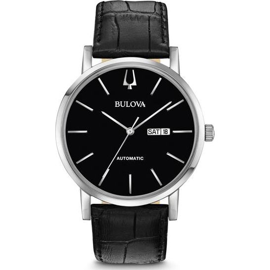 Bulova Automatic Mặt Tròn Dây Da Đen 96C131