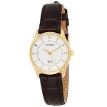 Citizen Analog Casual Quartz Viền Vàng Dây Da Nâu ER0203-00B