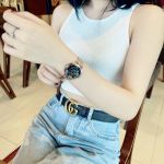 Salvatore Ferragamo Minuetto Mặt Số Đen Dây Kim Loại Vàng SF8200719