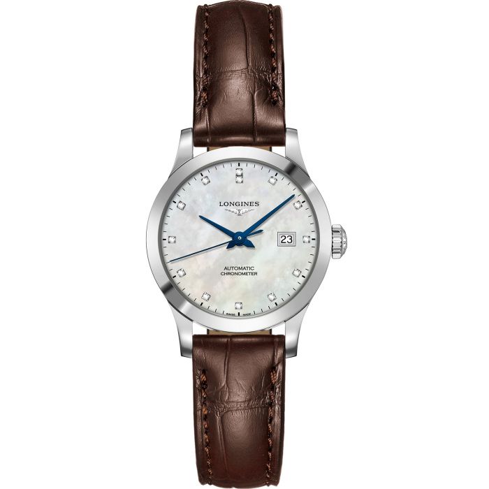 Longines Record Automatic Mặt Tròn Dây Da Nâu  L2.321.4.87.2