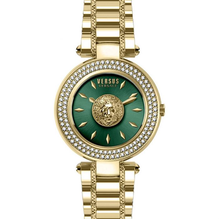 Versus by Versace Lantau Mặt Tròn Viền Vàng Hồng Màu Xanh VSP370817 xách  tay chính hãng giá rẻ bảo hành dài - Đồng hồ nữ - Senmix